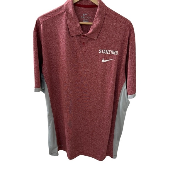 Nike Dri Fit 2 Button Stanford Golf Polo Shirt Size XXL 100% Polyester Student - Picture 1 of 6